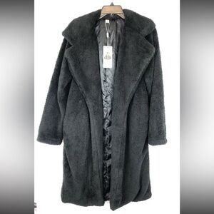 Angashion Women’s Black Over Coat Size Small